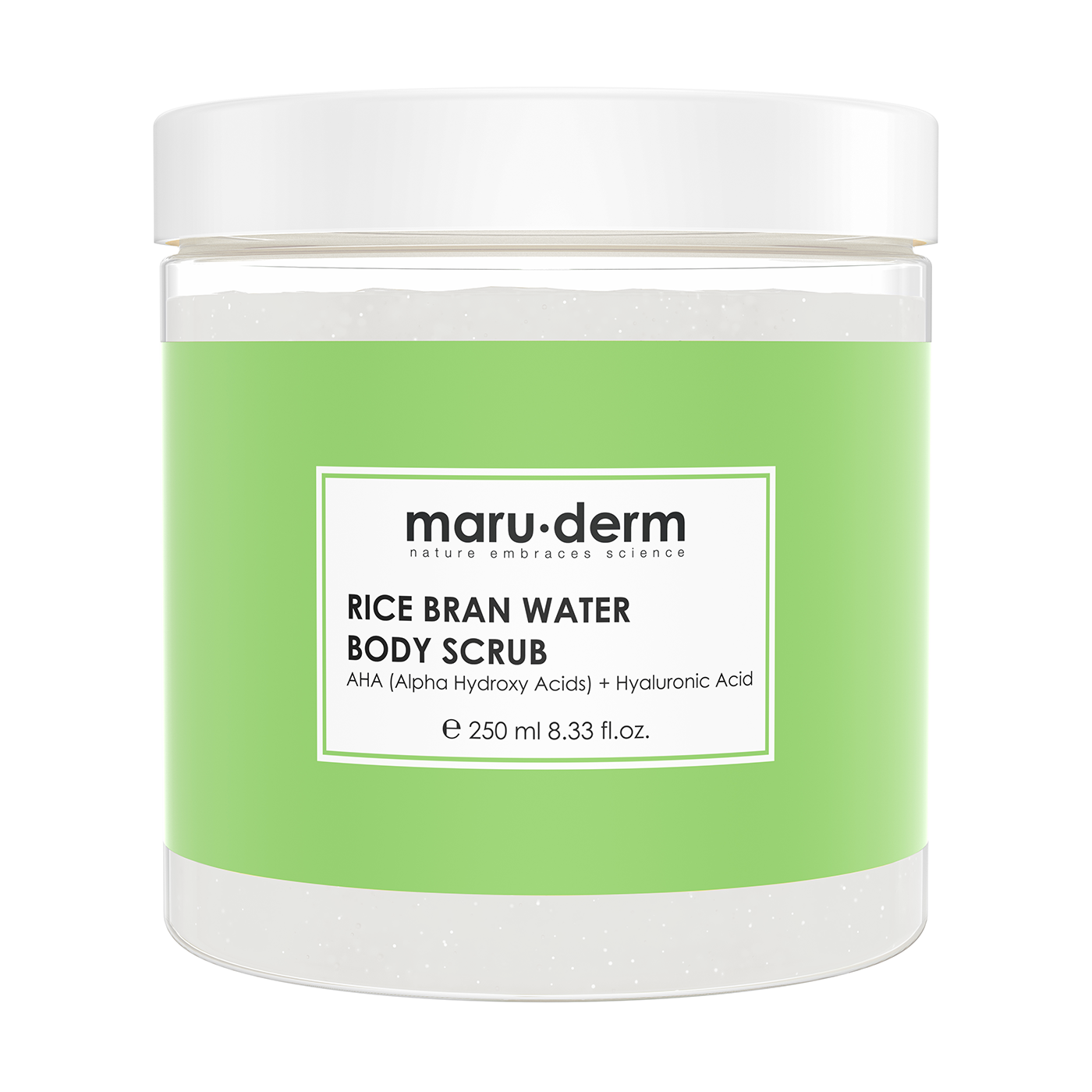 Maruderm Pirinç Suyu Vücut Peelingi – AHA Meyve Asitleri ve Hyalüronik Asit İçeren Aydınlatıcı Body Scrub 250 ML