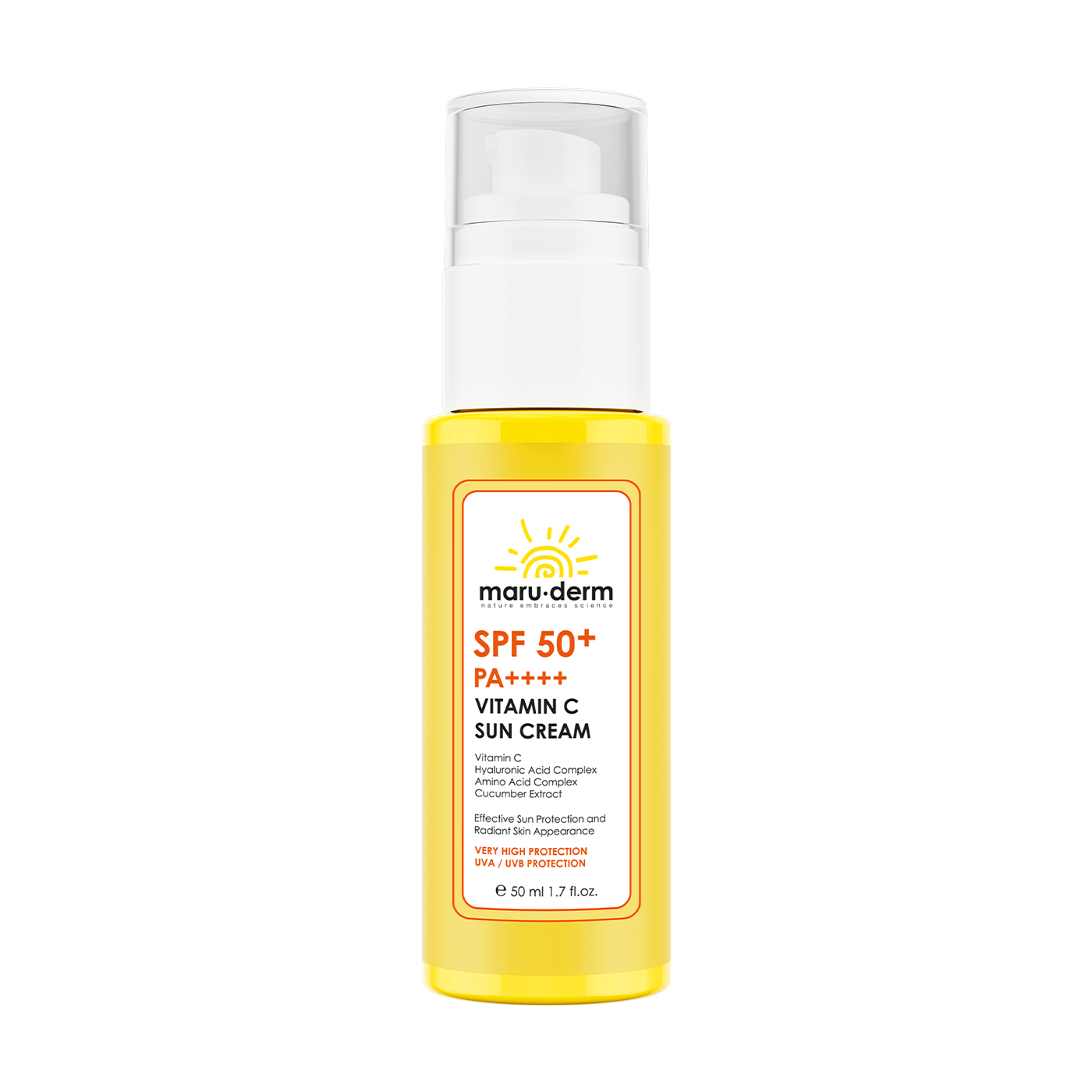 Maruderm SPF 50+ C Vitamini Güneş Kremi PA++++ – Yeni Nesil Kore Filtreli Aydınlatıcı Sunscreen 50 ML