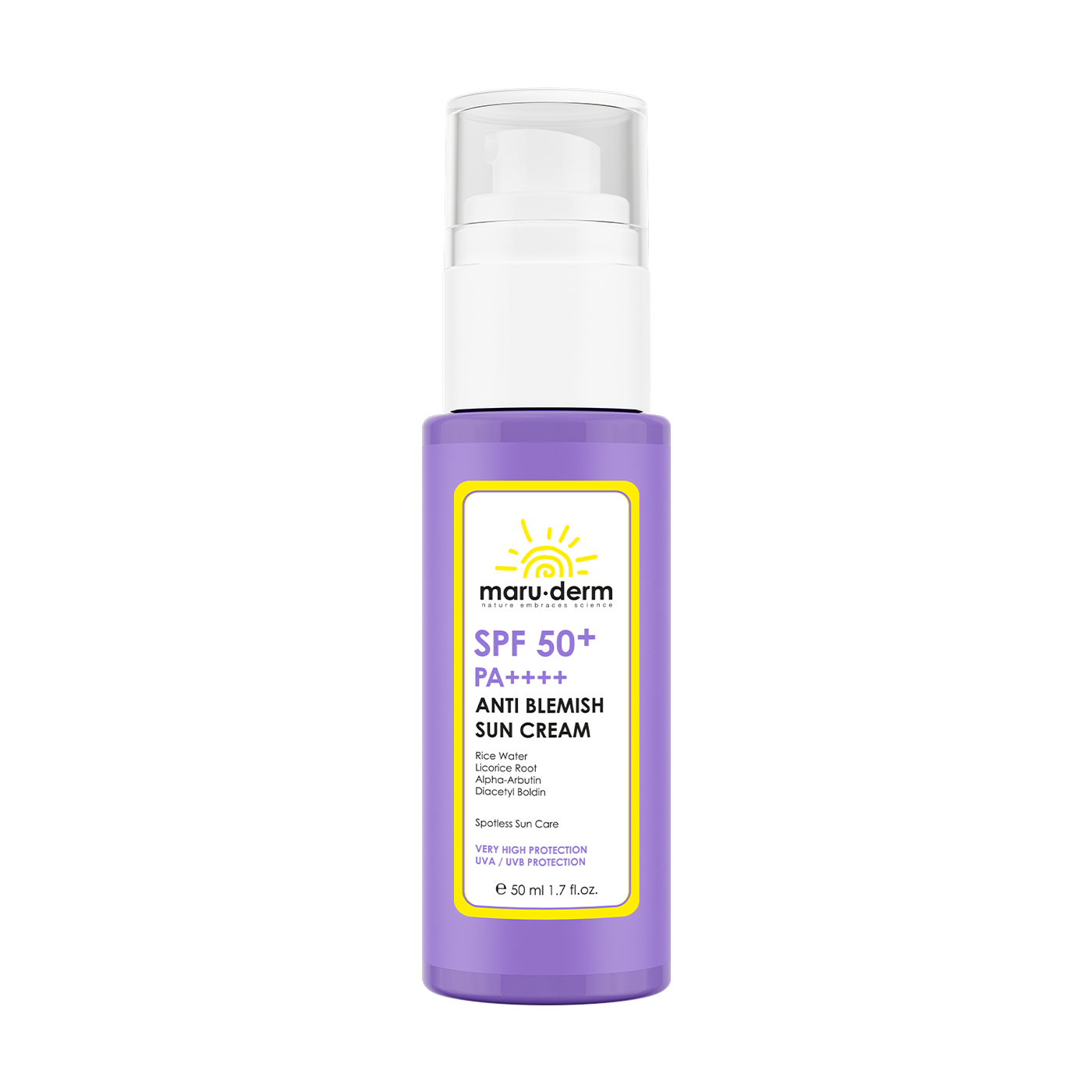 Maruderm SPF 50+ Leke Karşıtı Güneş Kremi PA++++ – Alpha Arbutin İçeren Yeni Nesil Kore Filtreli Sunscreen 50 ML