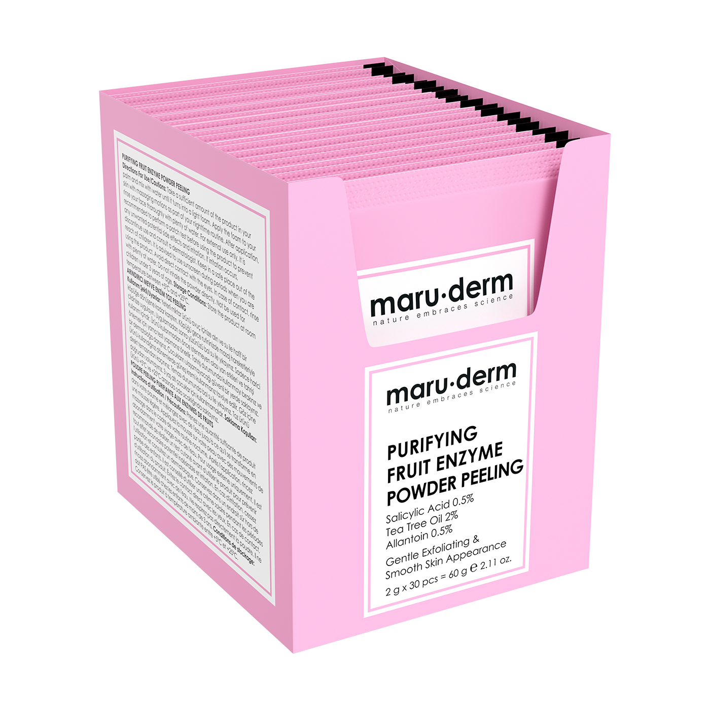 Maruderm Arındırıcı Meyve Enzim Toz Peeling – %0.5 Salisilik Asit + %2 Çay Ağacı Yağı + %0.5 Allantoin Yüz Peelingi 60 GR