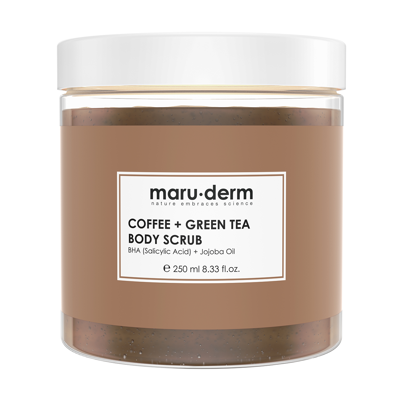 Maruderm Kahve & Yeşil Çay Özlü Vücut Peelingi – BHA (Salisilik Asit) ve Jojoba Yağı İçeren Arındırıcı Body Scrub 250 ML